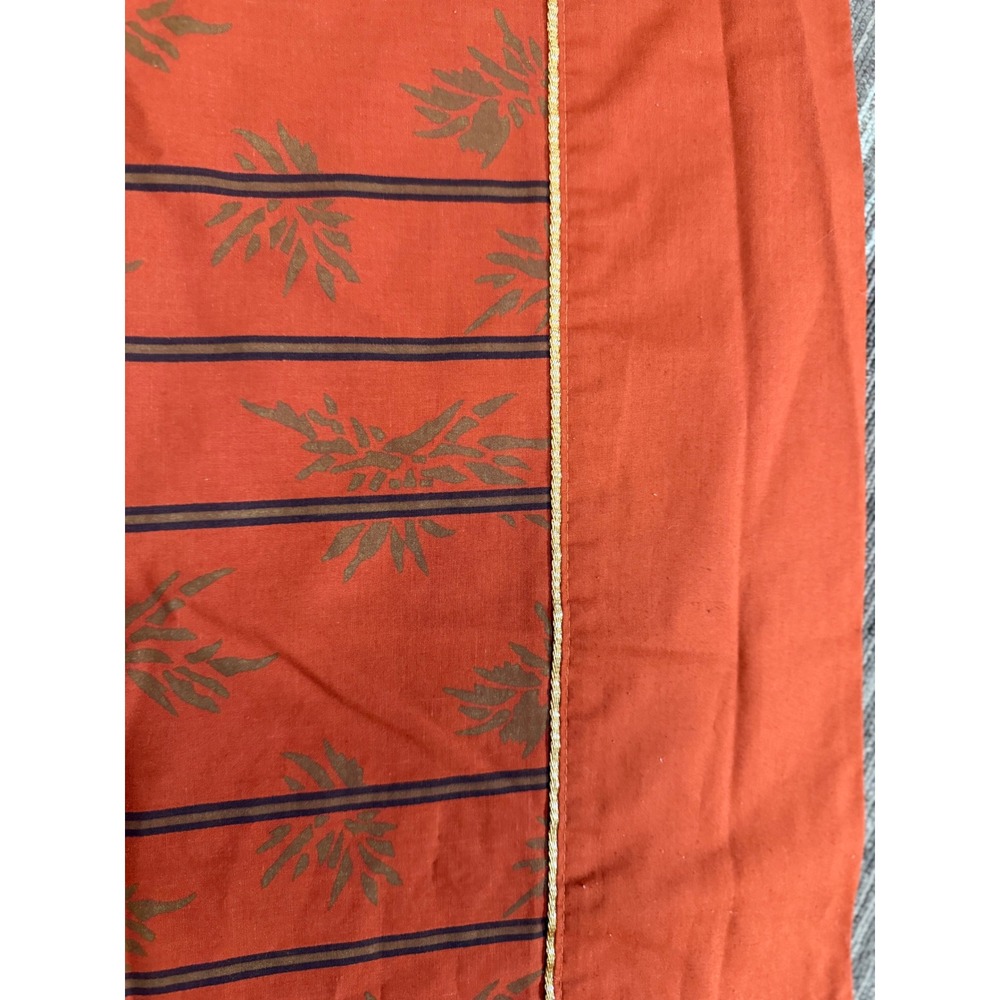 Vintage 1982 Yves Saint Laurent Utica Full Flat Sheet Terracotta Stripe Floral